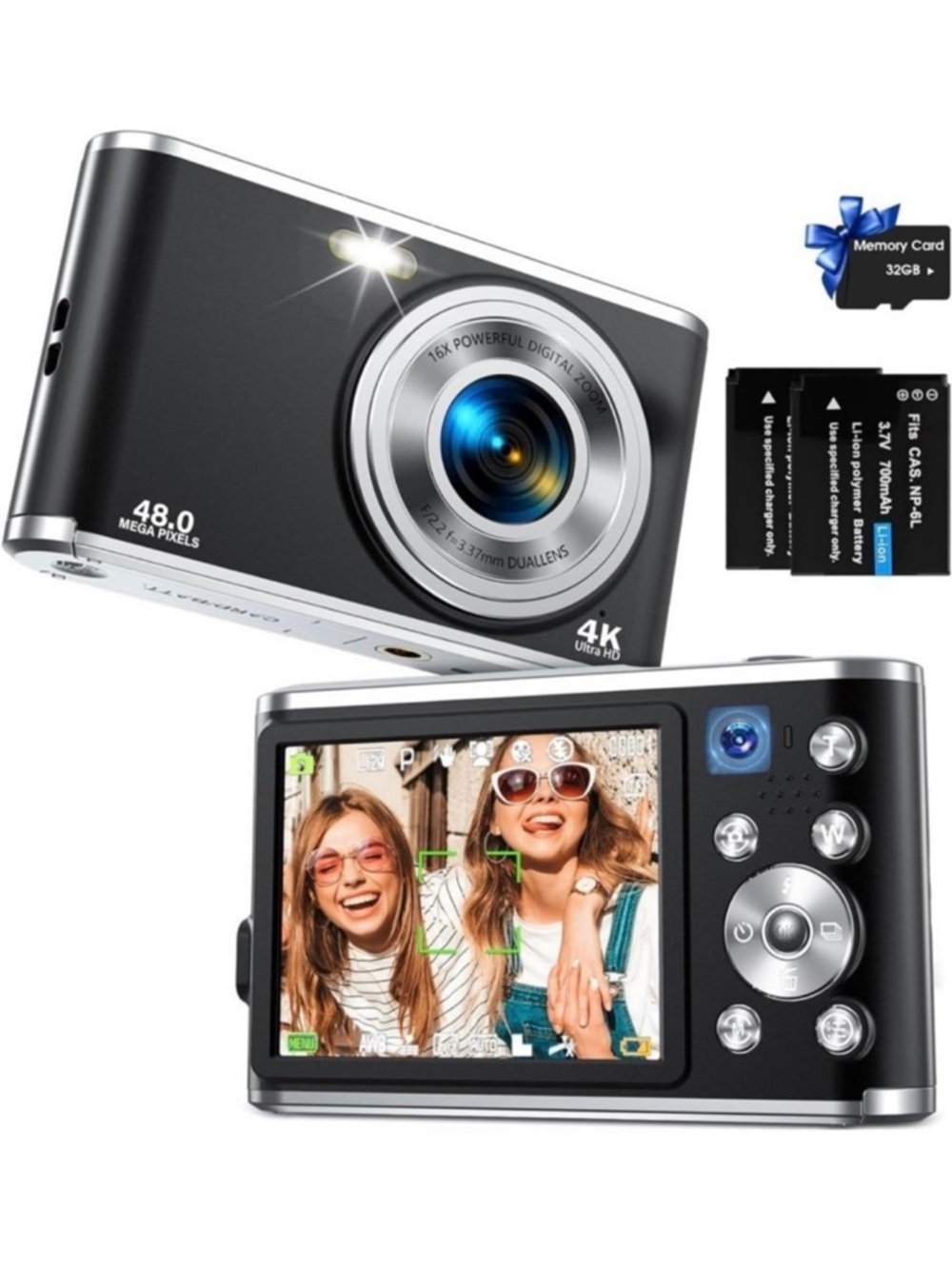 Digital Camera Auto Focus FHD 4K Vlogging with dual Camera